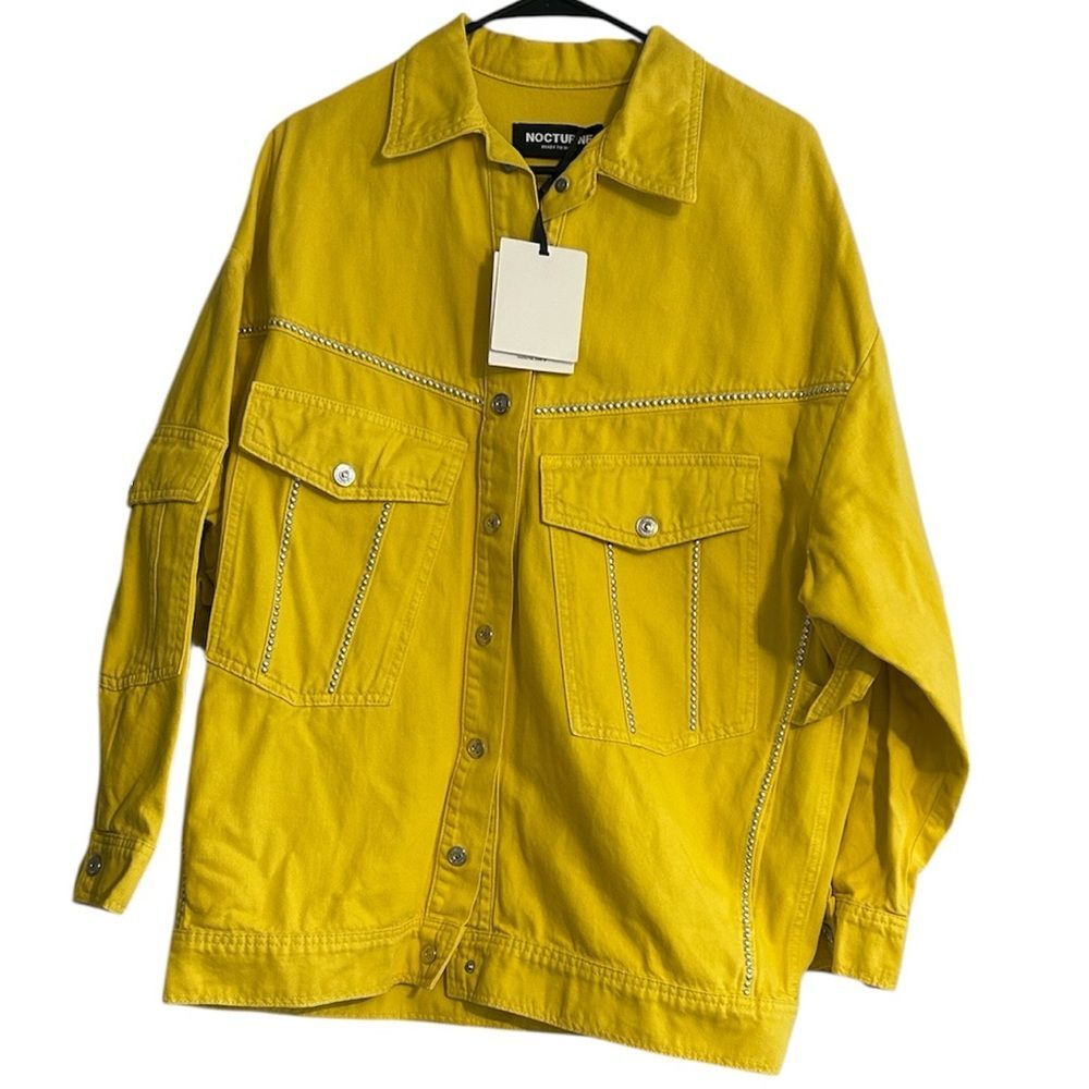 Nocturne Mustard Yellow Oversized Studded Utility Jacket Size Large NWT - Picture 2 of 8